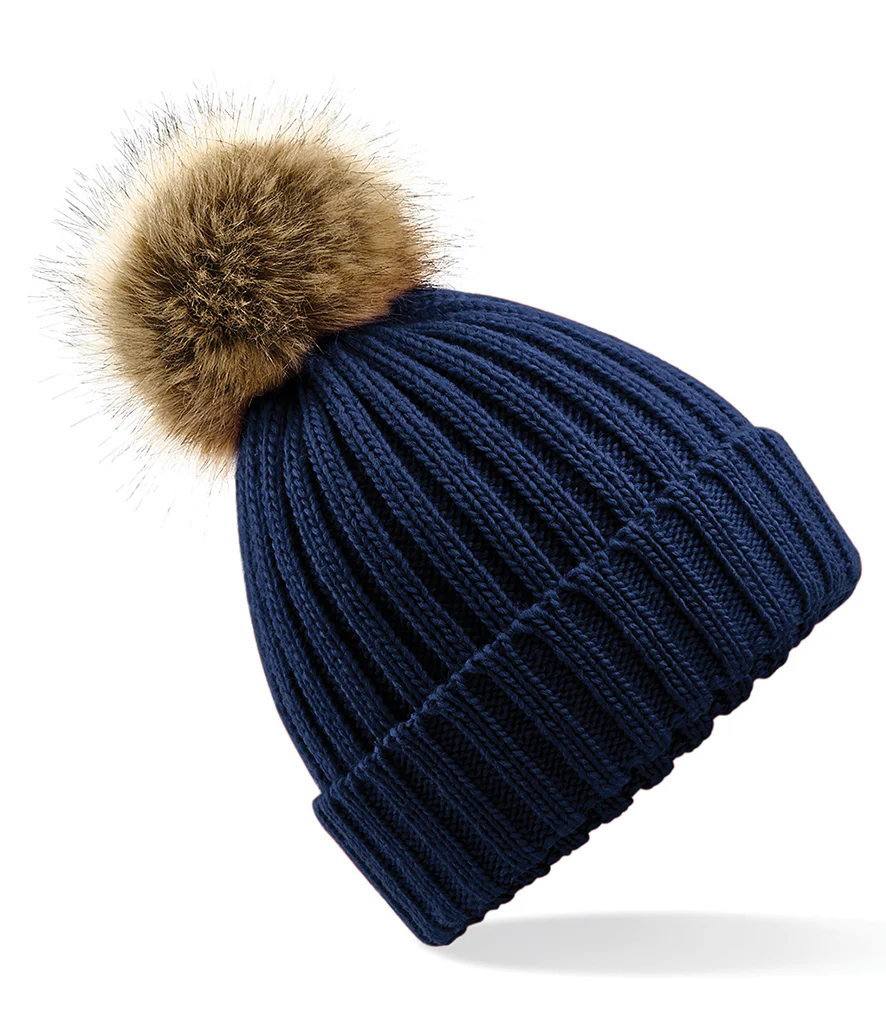Fur Pop Pom Chunky Beanie - One Size - Image 3