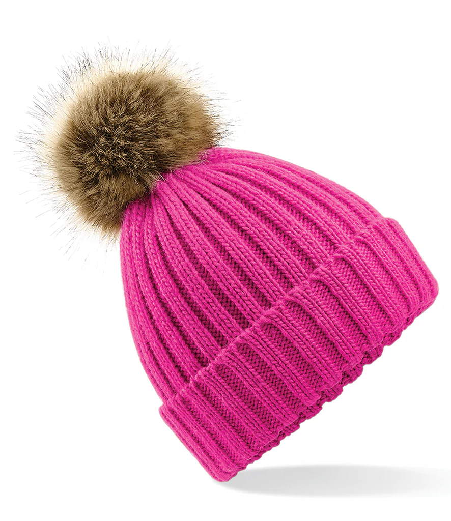 Fur Pop Pom Chunky Beanie - One Size - Image 5